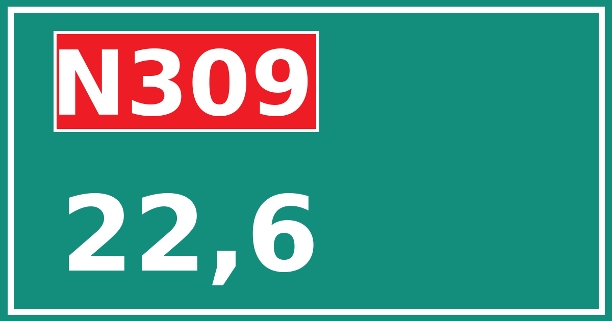 Hectometerbord N309 22,6