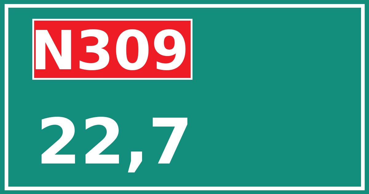 Hectometerbord N309 22,7