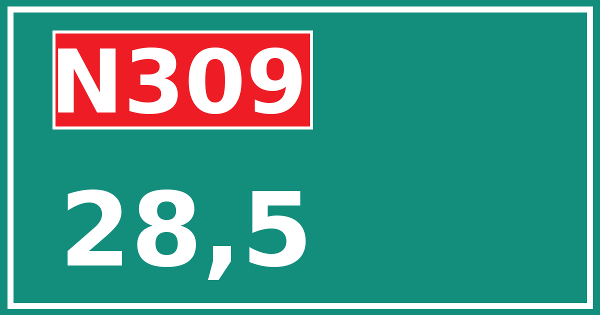 Hectometerbord N309 28,5