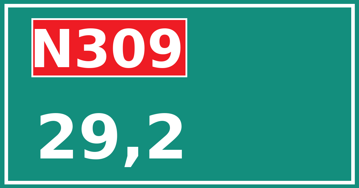 Hectometerbord N309 29,2