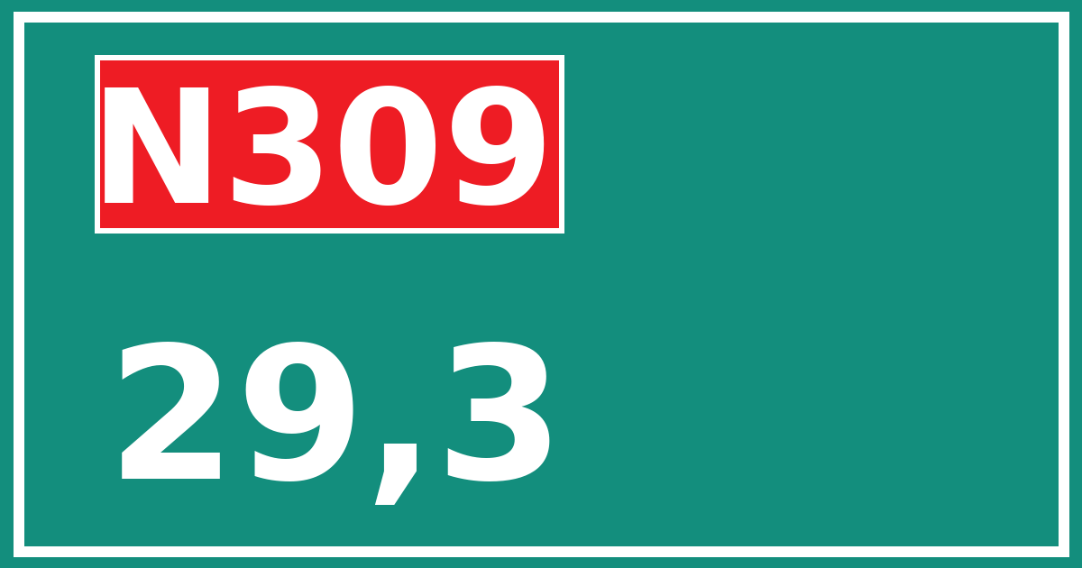 Hectometerbord N309 29,3