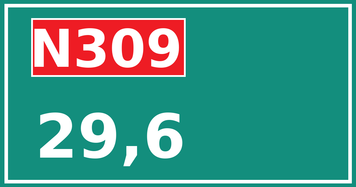 Hectometerbord N309 29,6