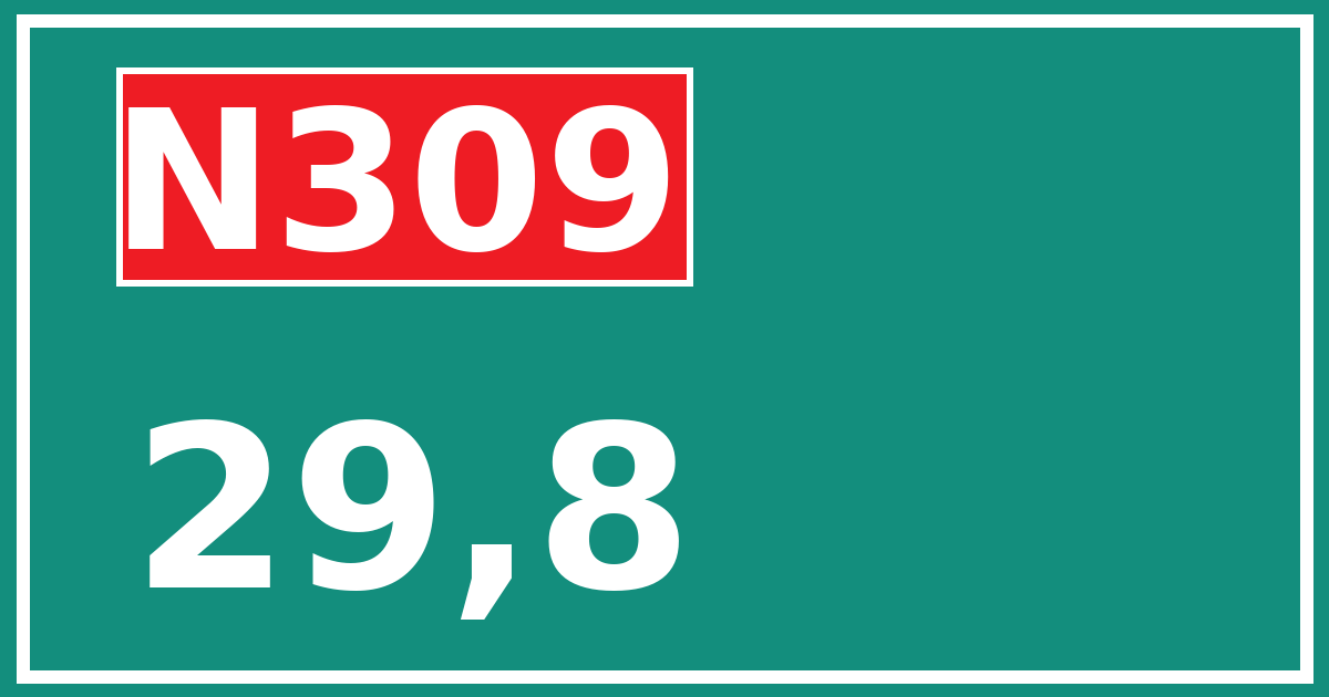 Hectometerbord N309 29,8