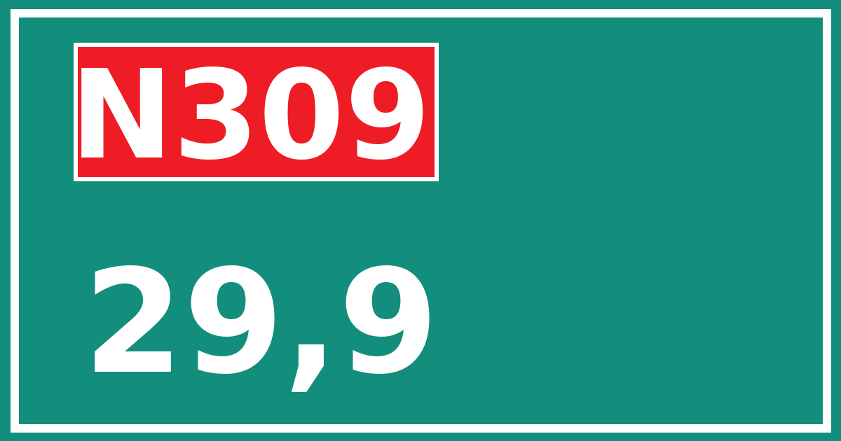 Hectometerbord N309 29,9