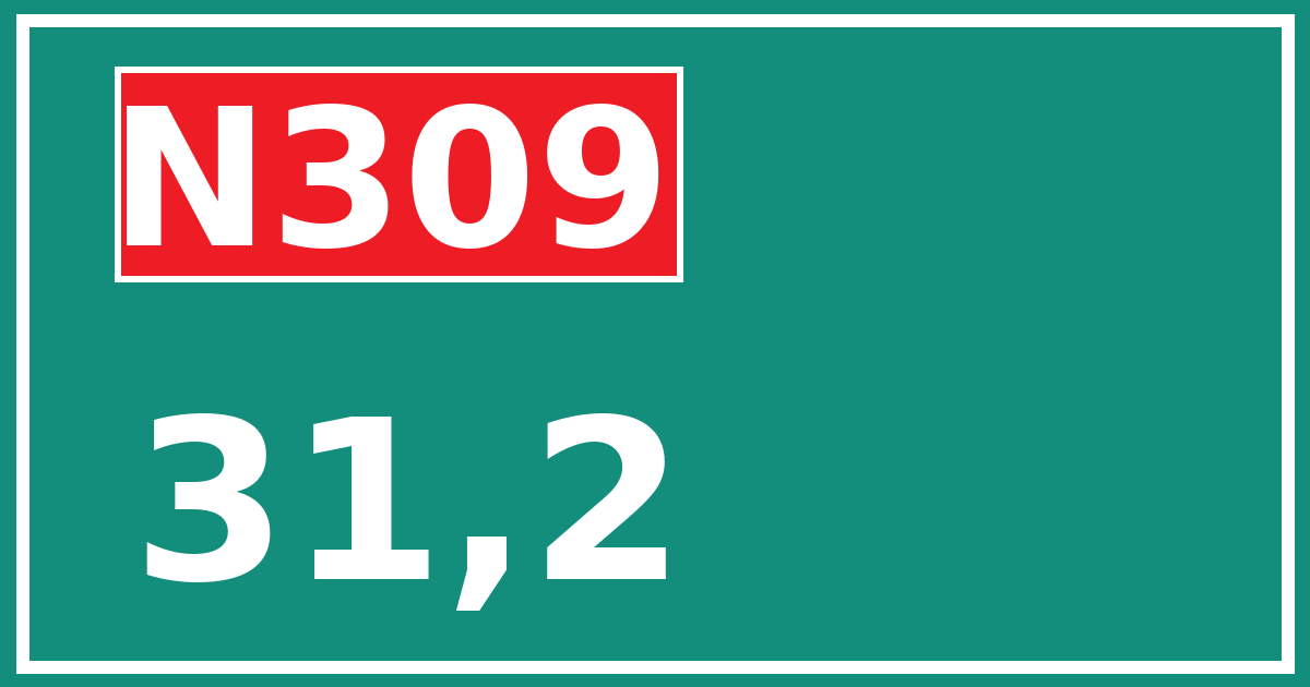 Hectometerbord N309 31,2
