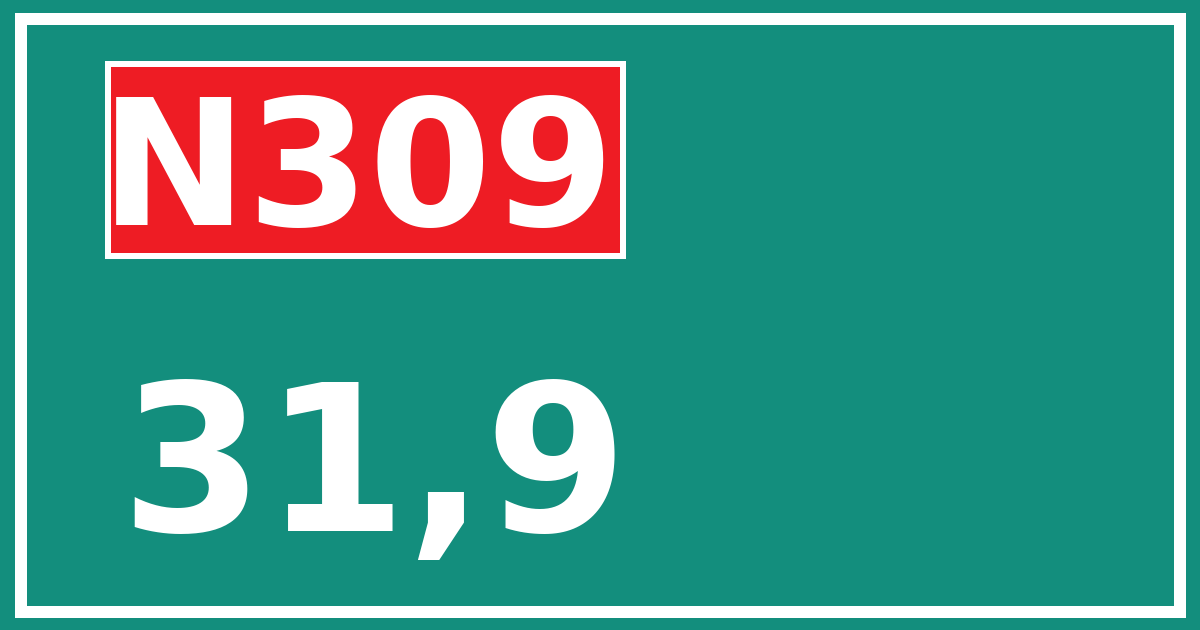 Hectometerbord N309 31,9