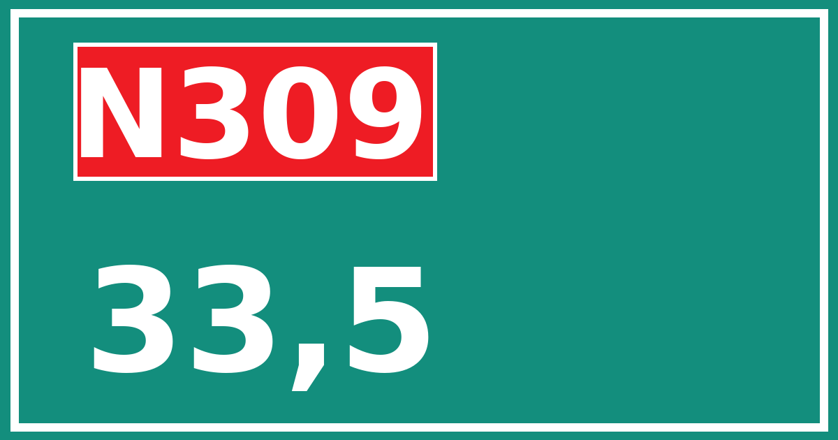 Hectometerbord N309 33,5