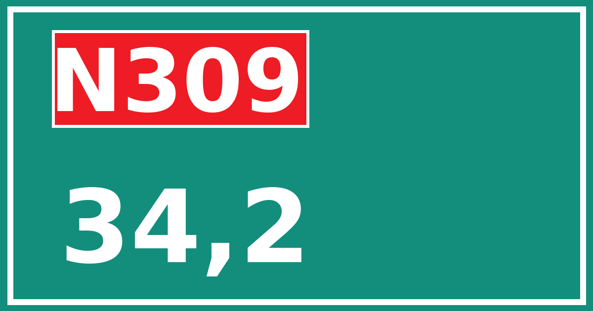 Hectometerbord N309 34,2