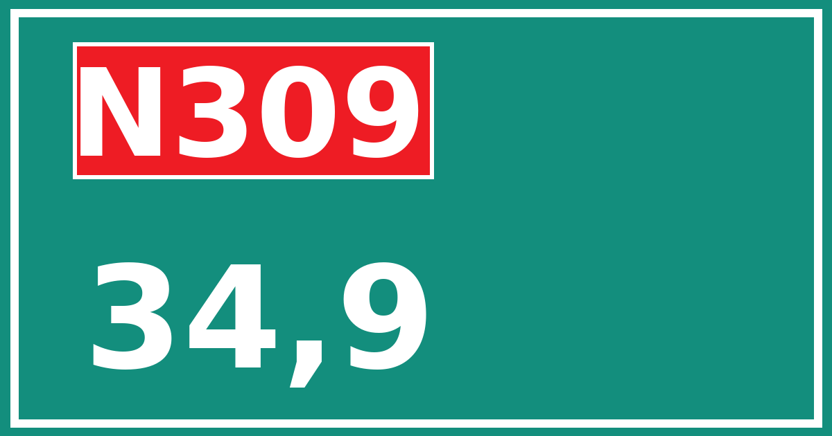 Hectometerbord N309 34,9