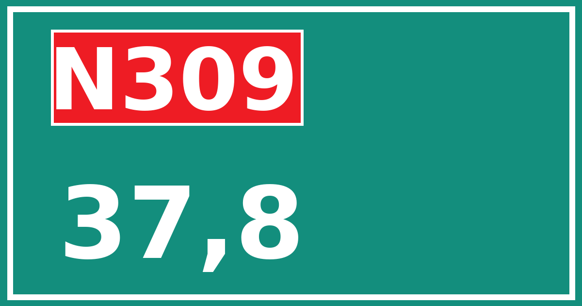 Hectometerbord N309 37,8