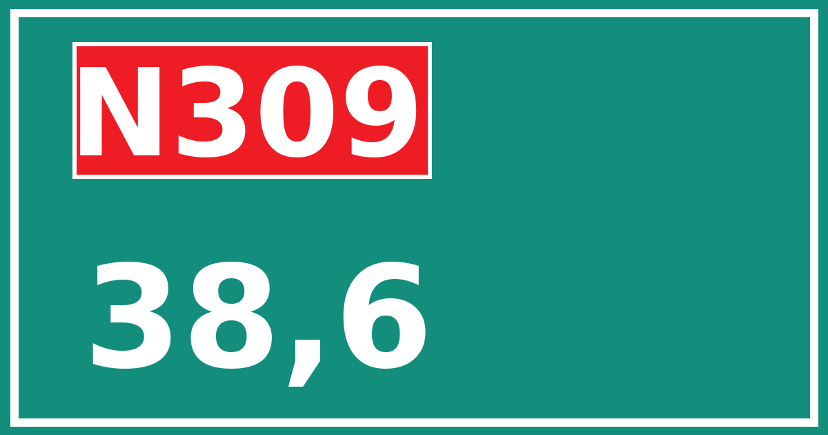Hectometerbord N309 38,6