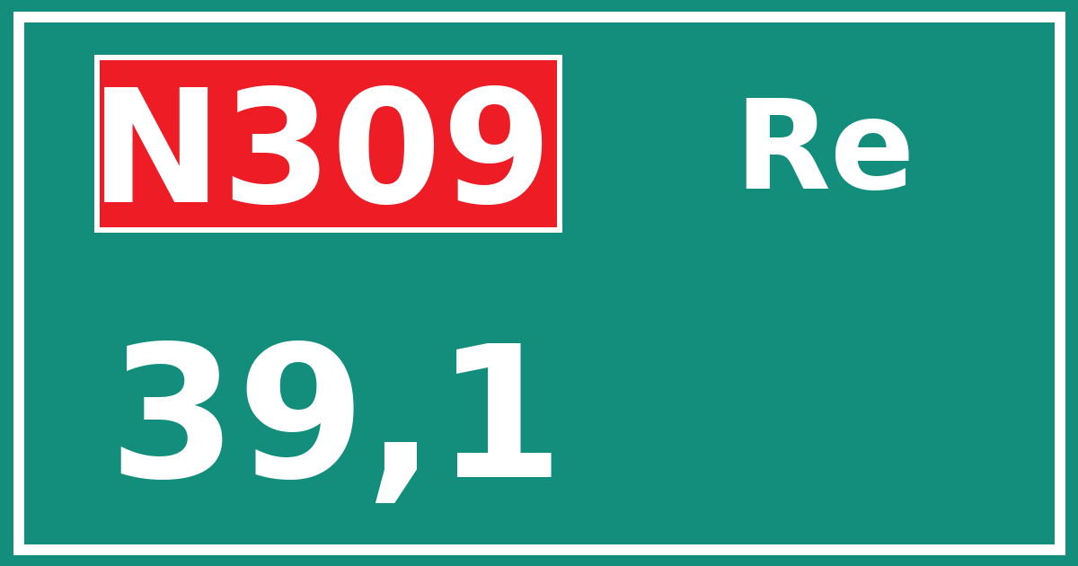 Hectometerbord N309 39,1 zijde Re