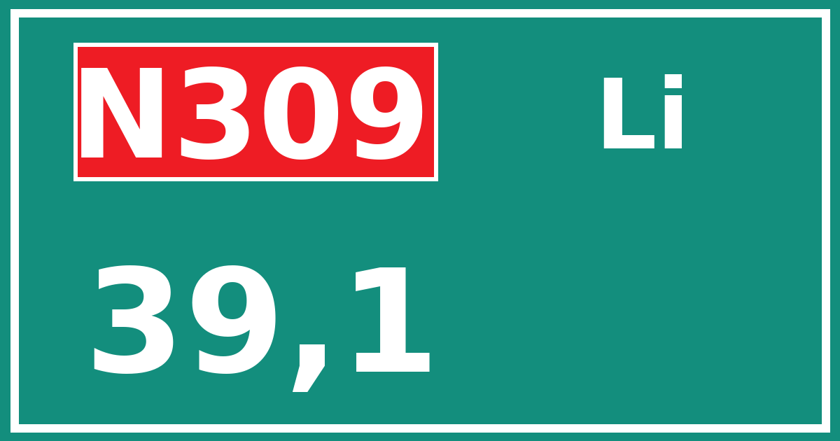Hectometerbord N309 39,1 zijde Li