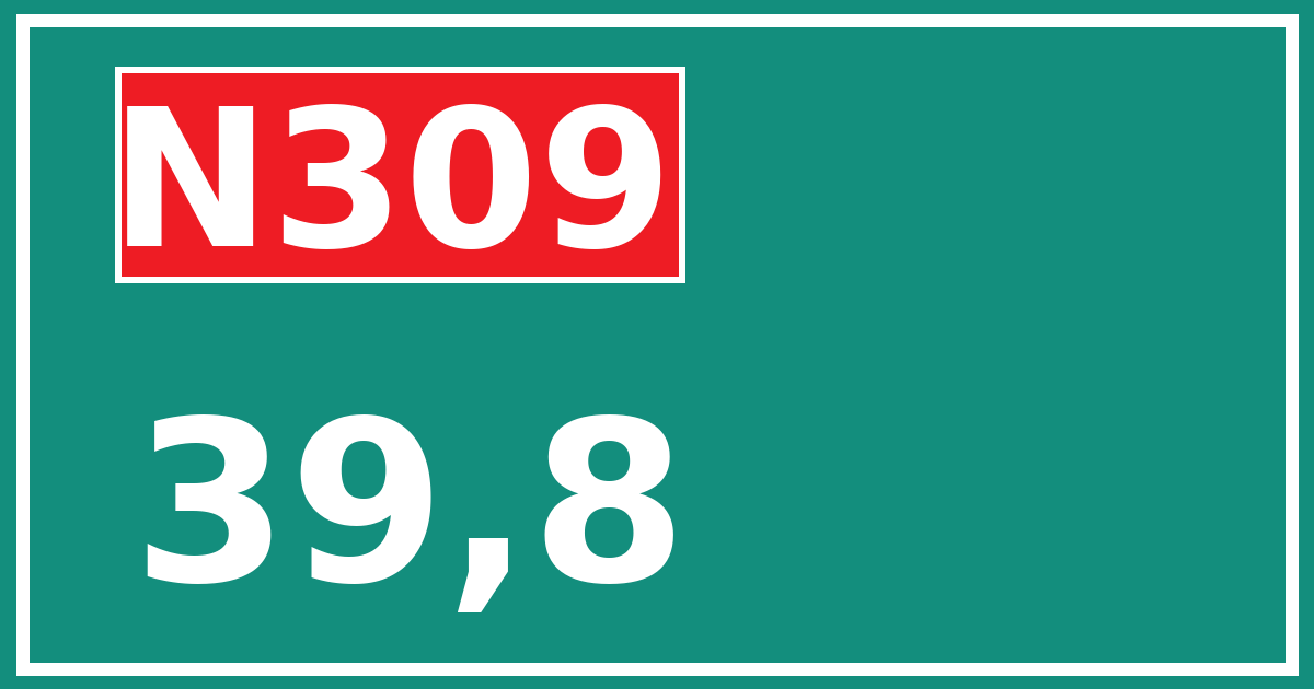 Hectometerbord N309 39,8