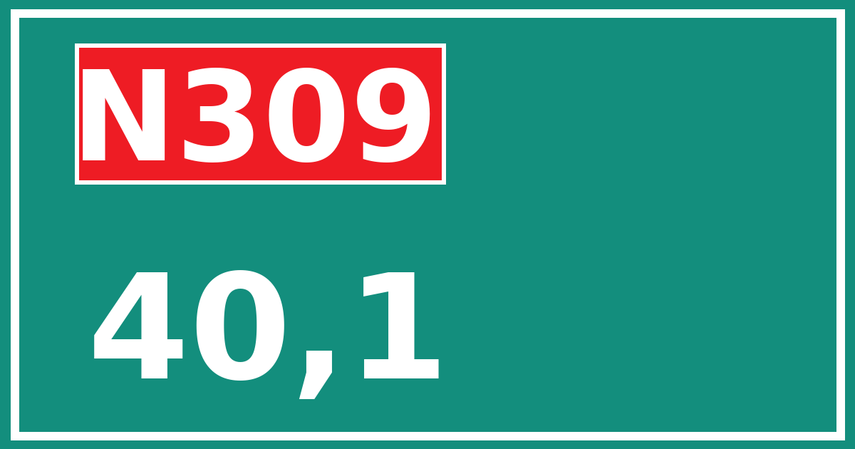 Hectometerbord N309 40,1