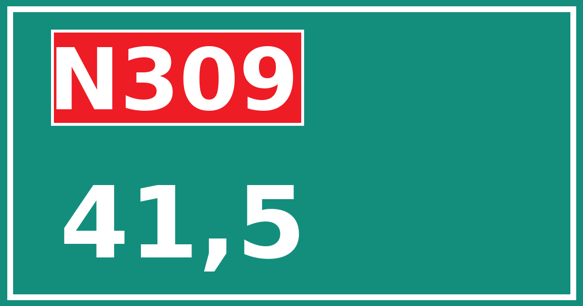 Hectometerbord N309 41,5