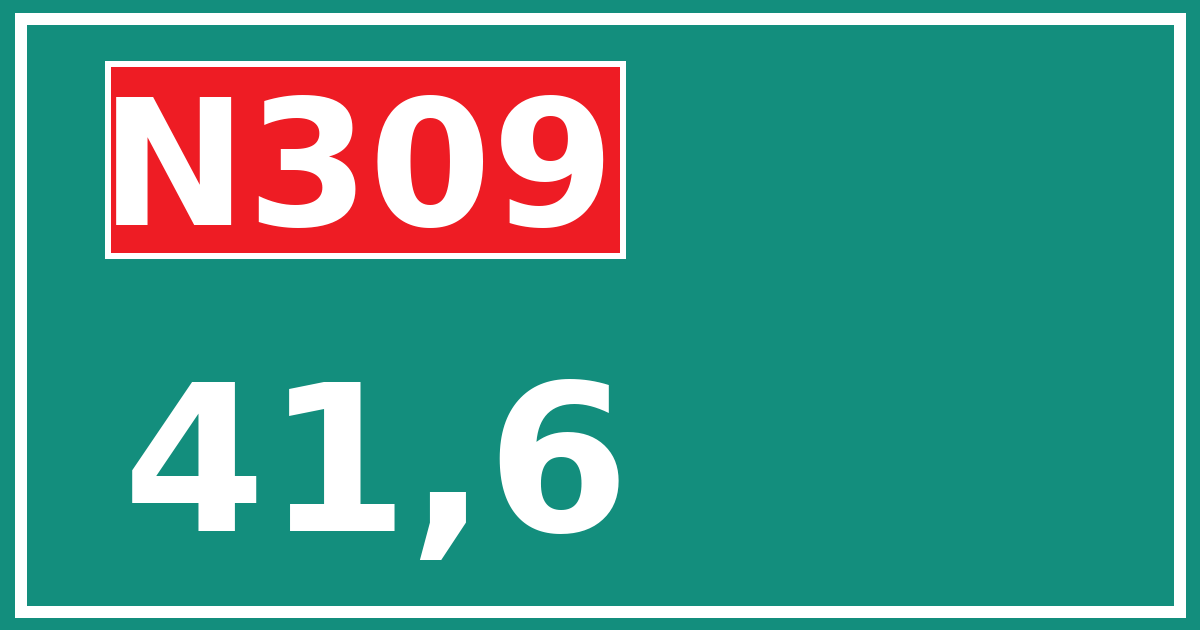 Hectometerbord N309 41,6