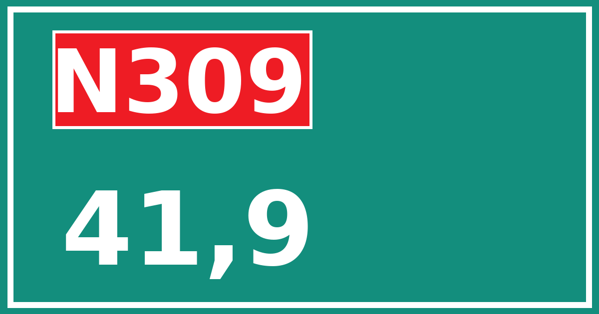 Hectometerbord N309 41,9