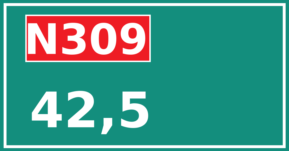 Hectometerbord N309 42,5