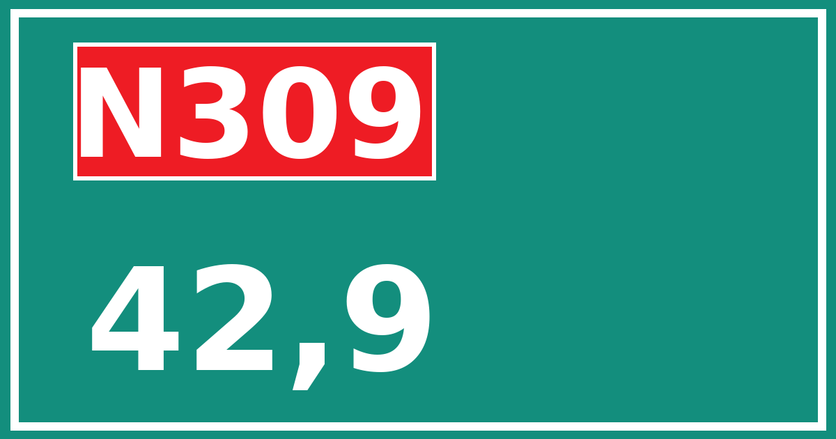 Hectometerbord N309 42,9