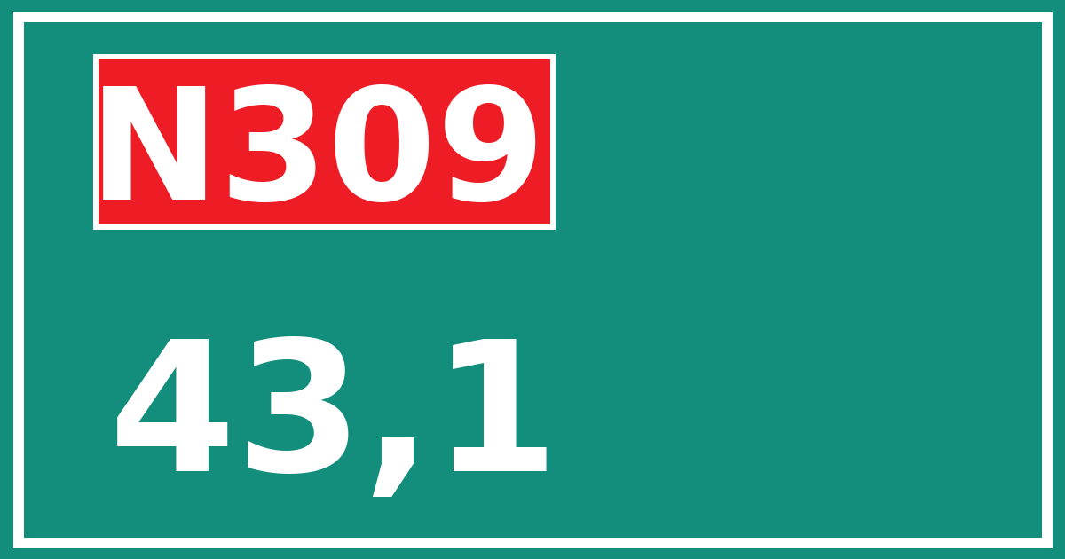 Hectometerbord N309 43,1