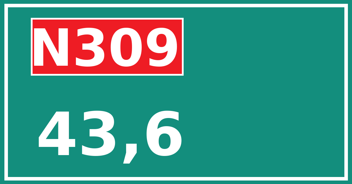 Hectometerbord N309 43,6
