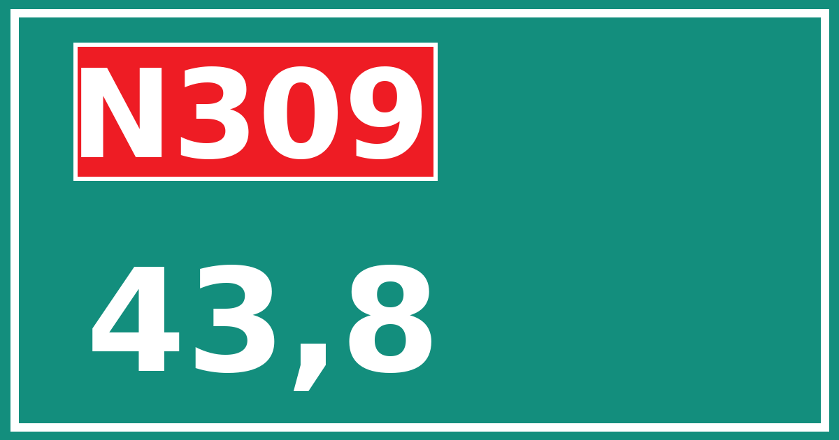 Hectometerbord N309 43,8