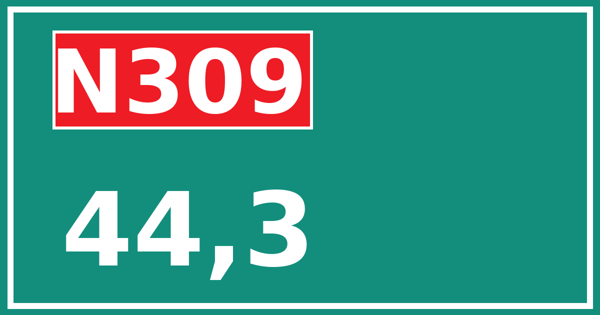 Hectometerbord N309 44,3