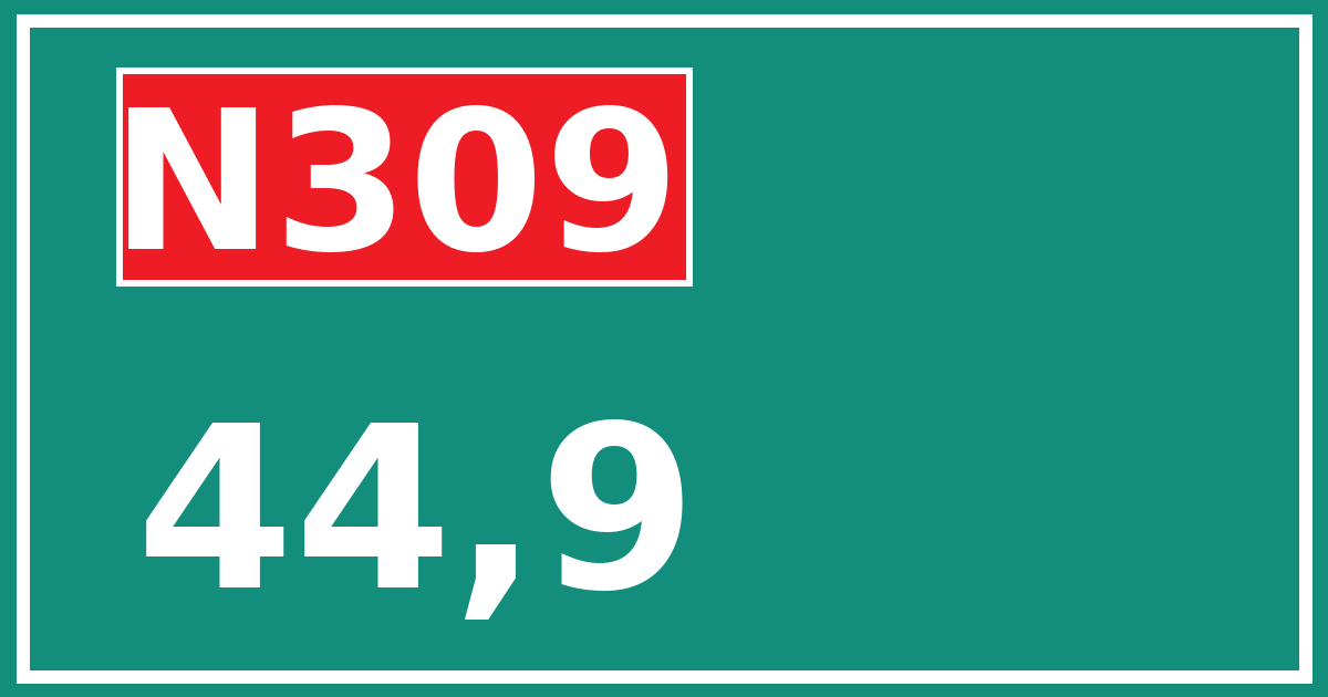 Hectometerbord N309 44,9