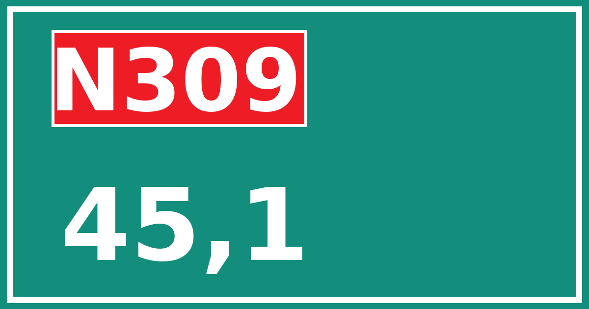 Hectometerbord N309 45,1