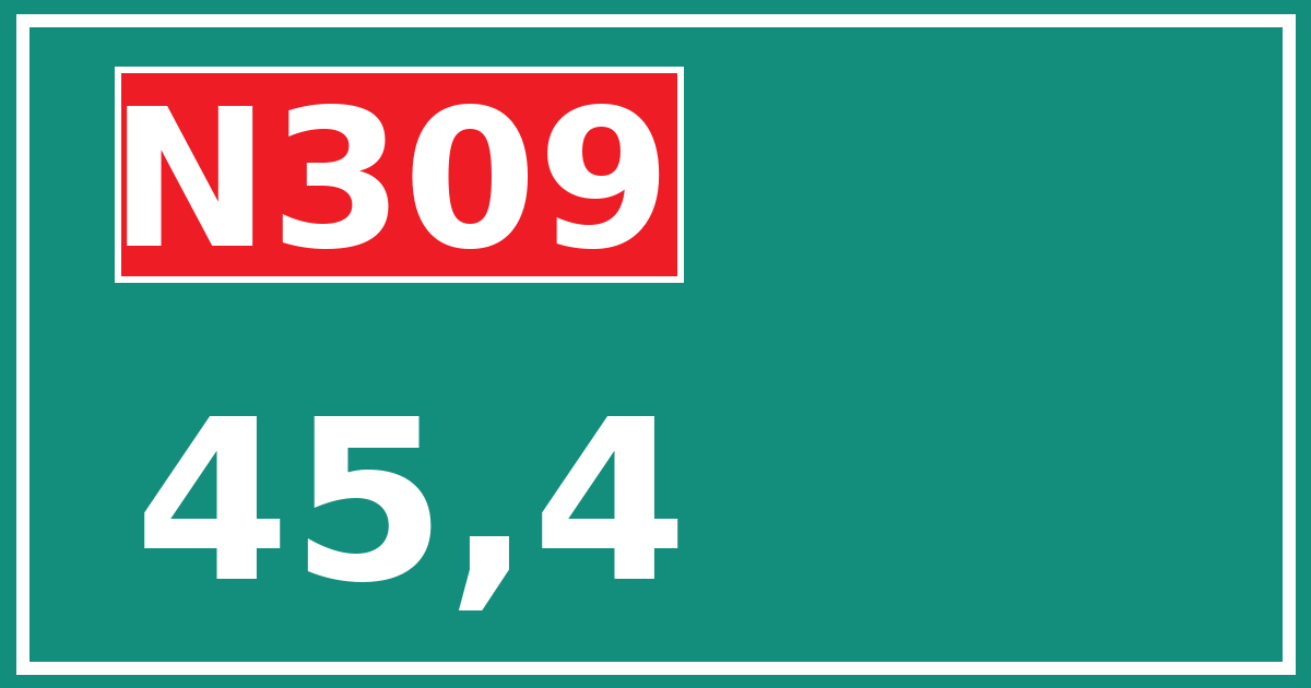 Hectometerbord N309 45,4