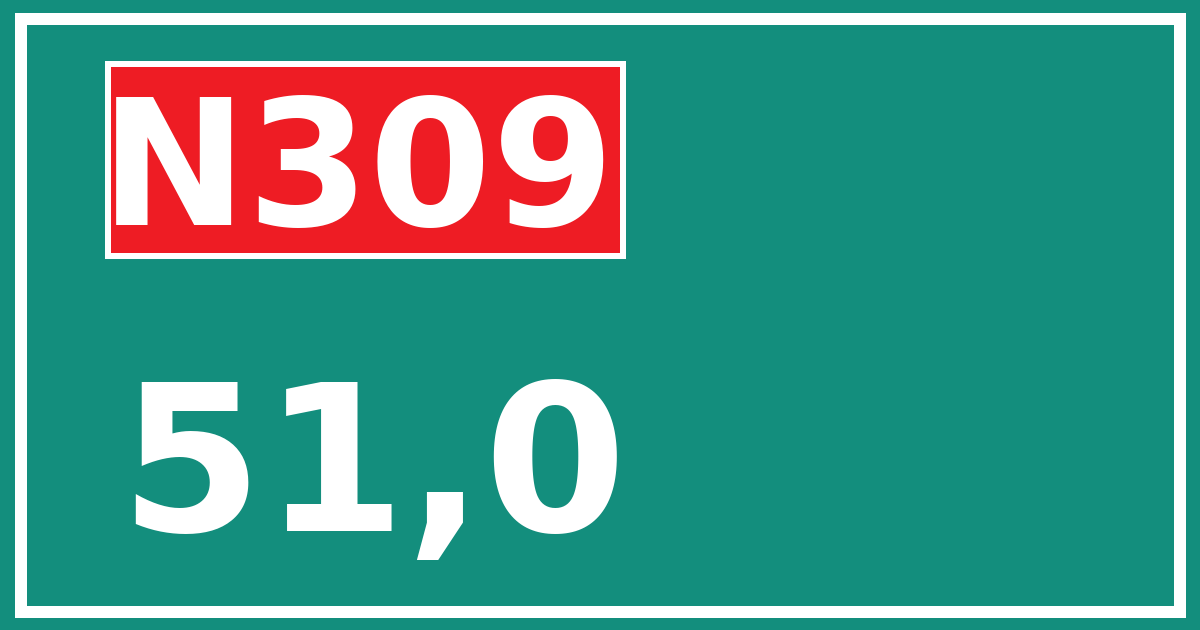 Hectometerbord N309 51,0