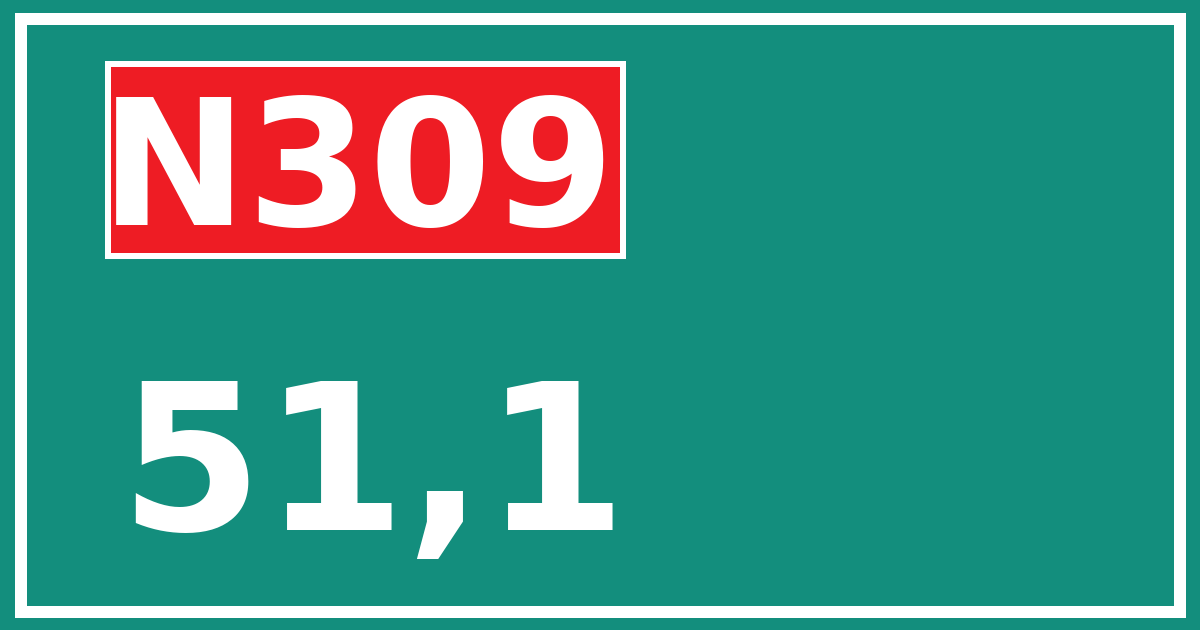 Hectometerbord N309 51,1
