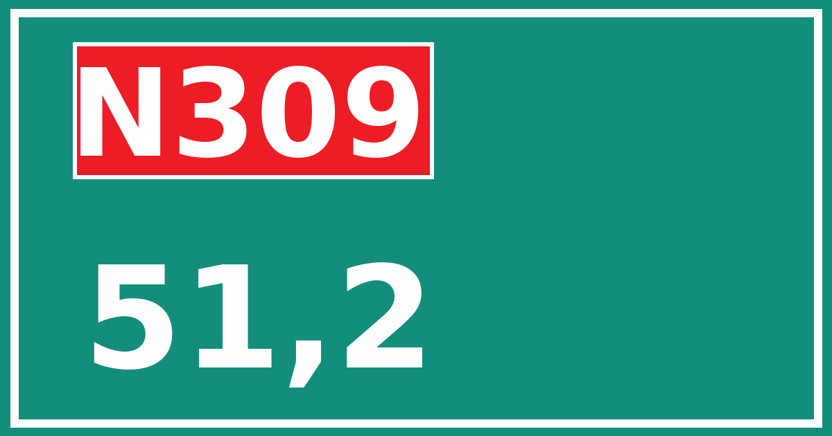 Hectometerbord N309 51,2