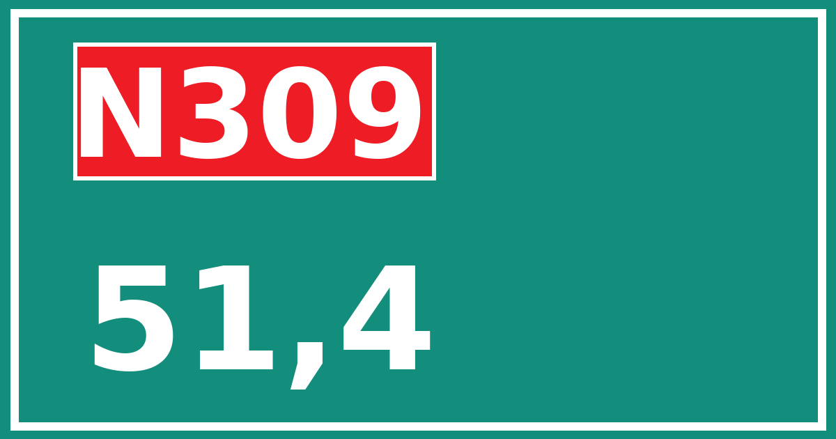 Hectometerbord N309 51,4