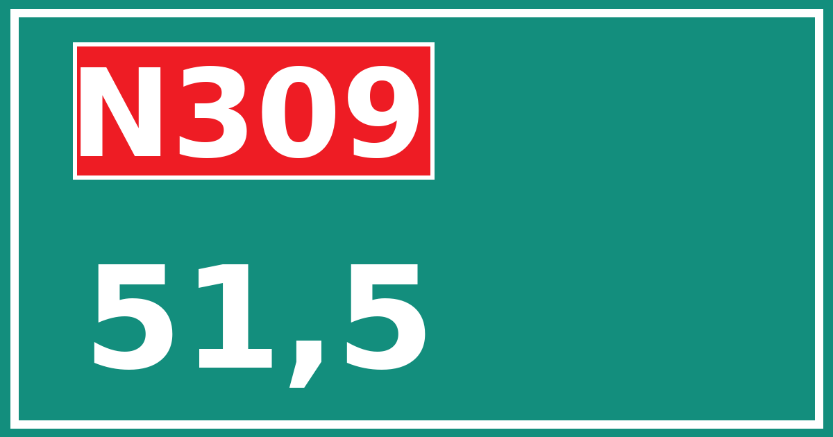 Hectometerbord N309 51,5