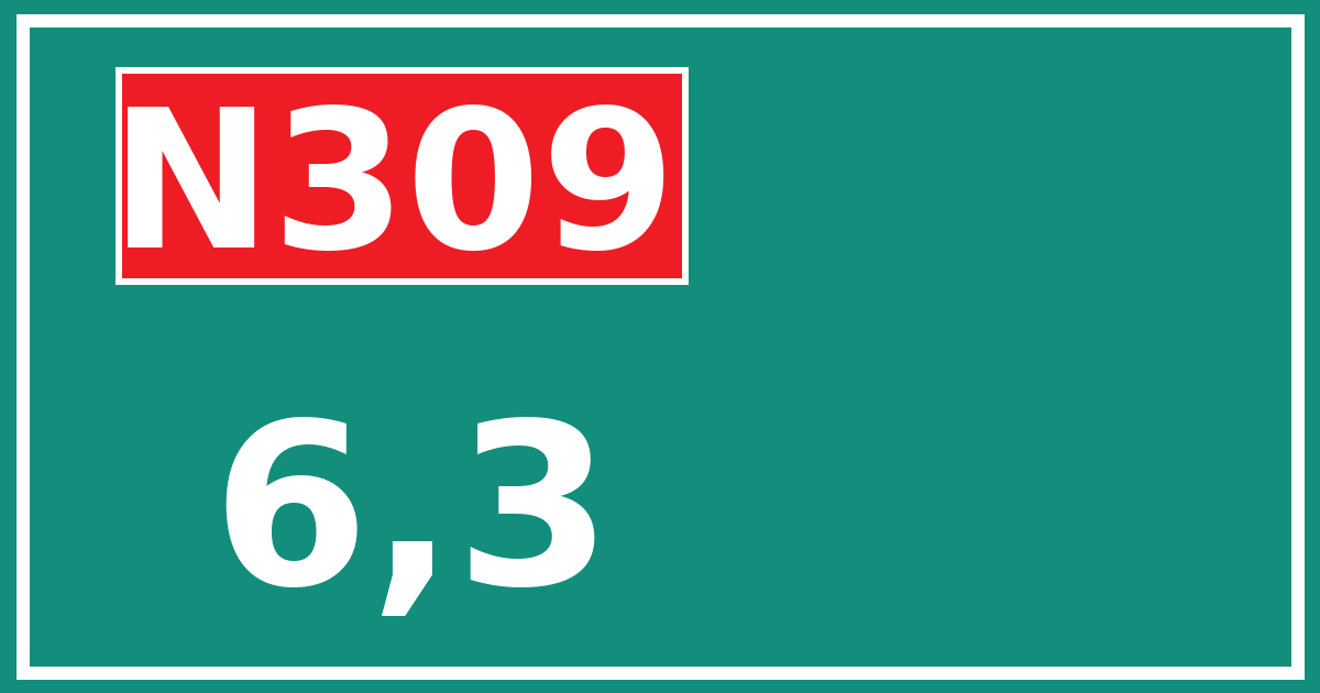 Hectometerbord N309 6,3
