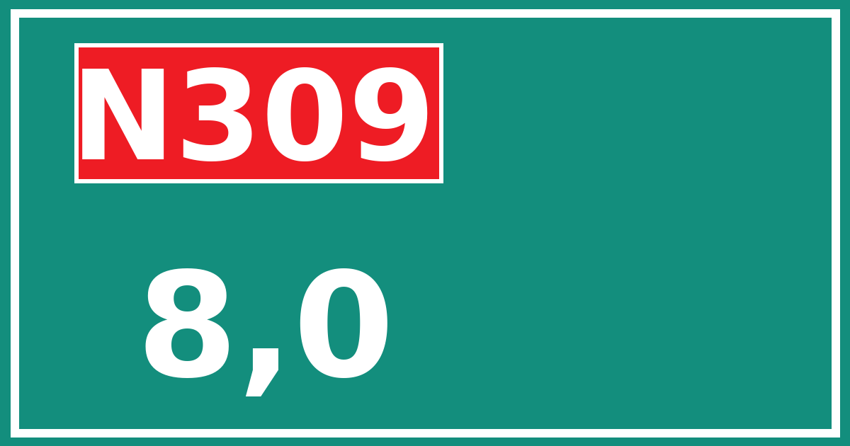 Hectometerbord N309 8,0