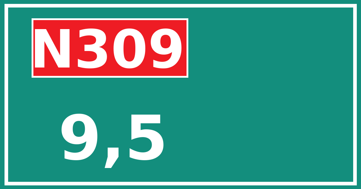 Hectometerbord N309 9,5