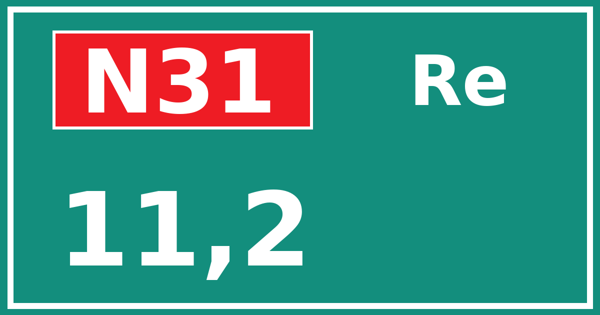 Hectometerbord N31 11,2 zijde Re