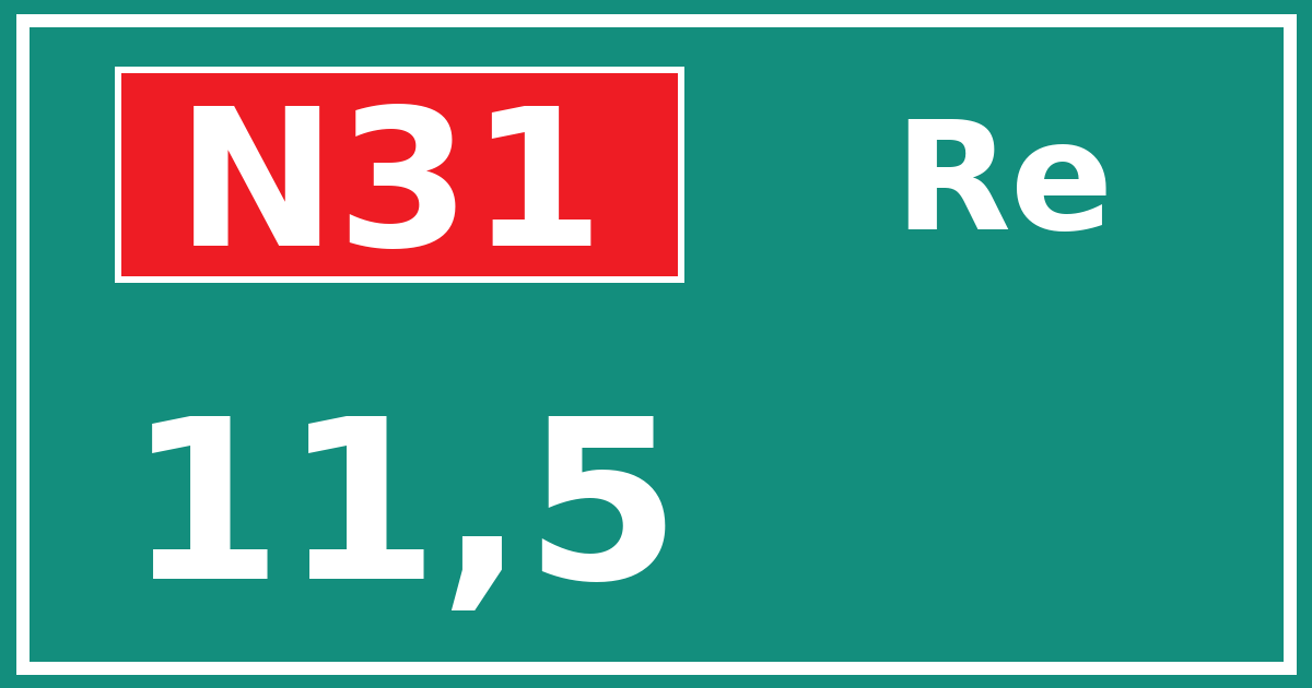 Hectometerbord N31 11,5 zijde Re
