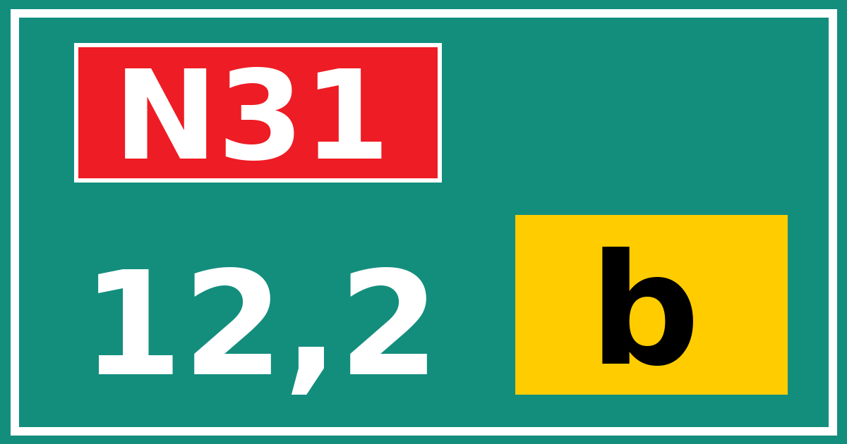 Hectometerbord N31 12,2 letter b