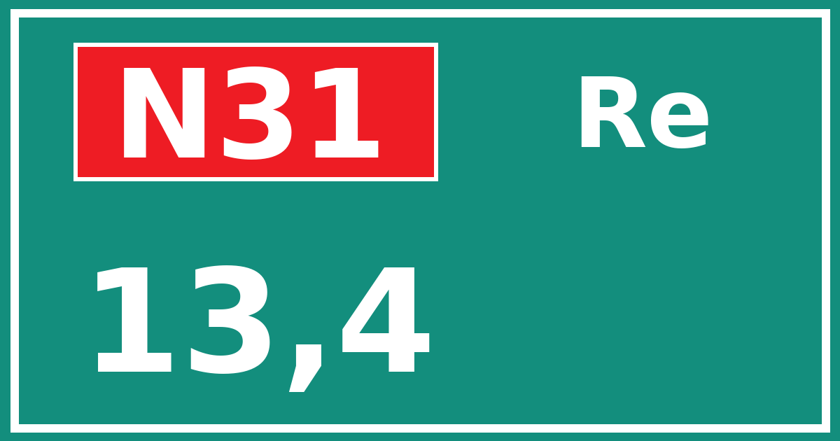 Hectometerbord N31 13,4 zijde Re