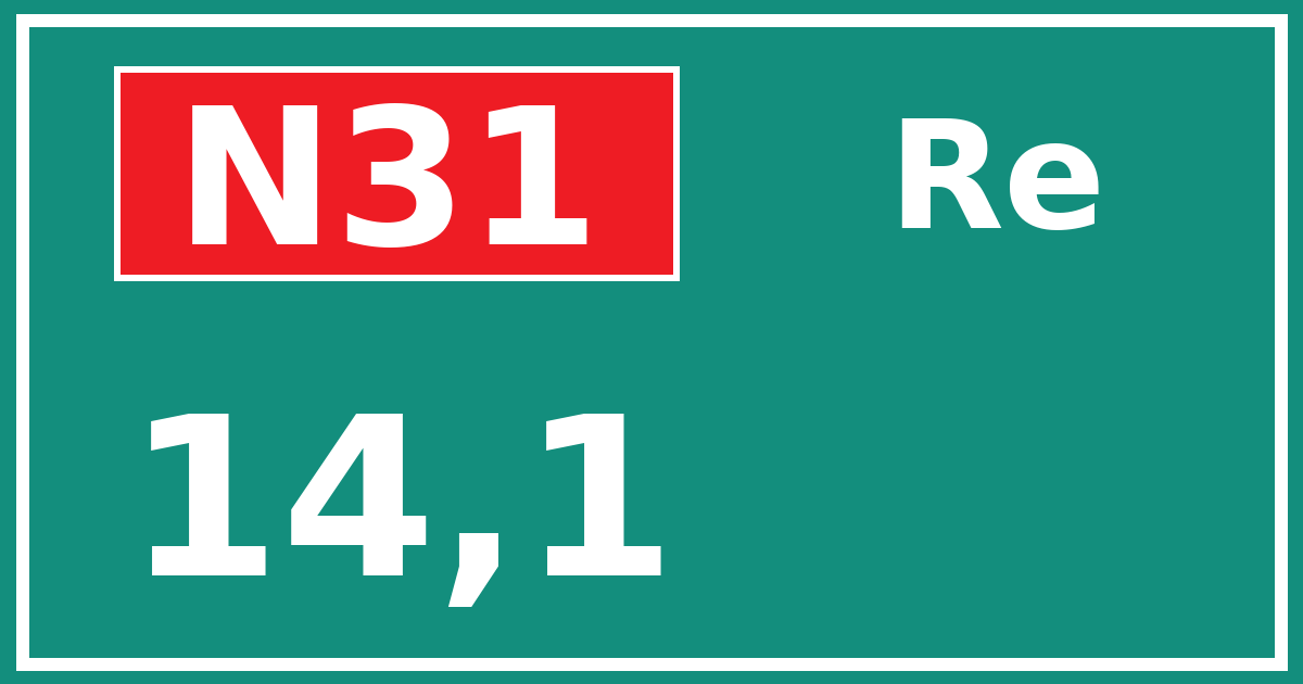 Hectometerbord N31 14,1 zijde Re