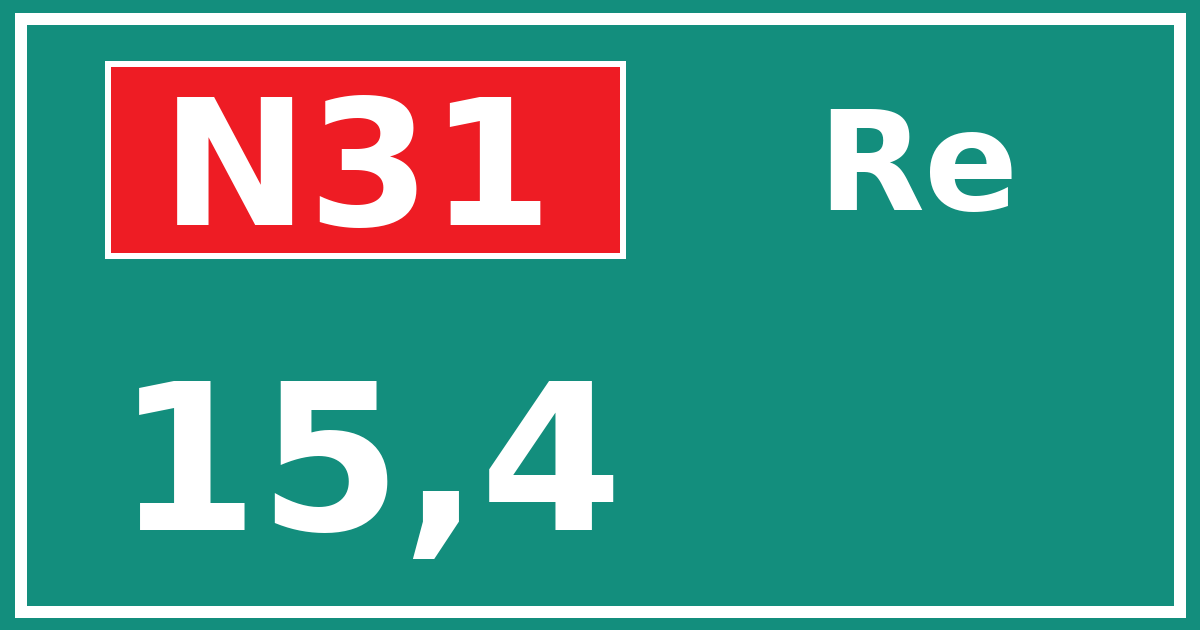 Hectometerbord N31 15,4 zijde Re