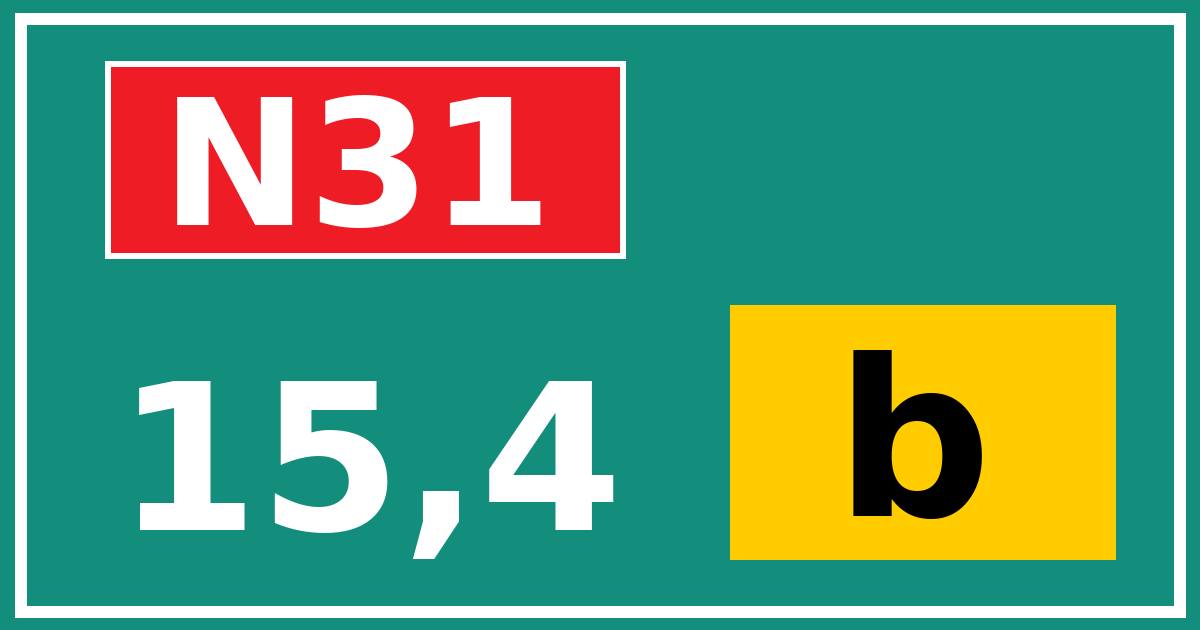 Hectometerbord N31 15,4 letter b