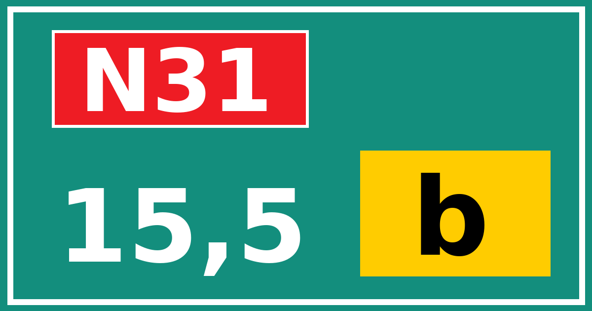 Hectometerbord N31 15,5 letter b