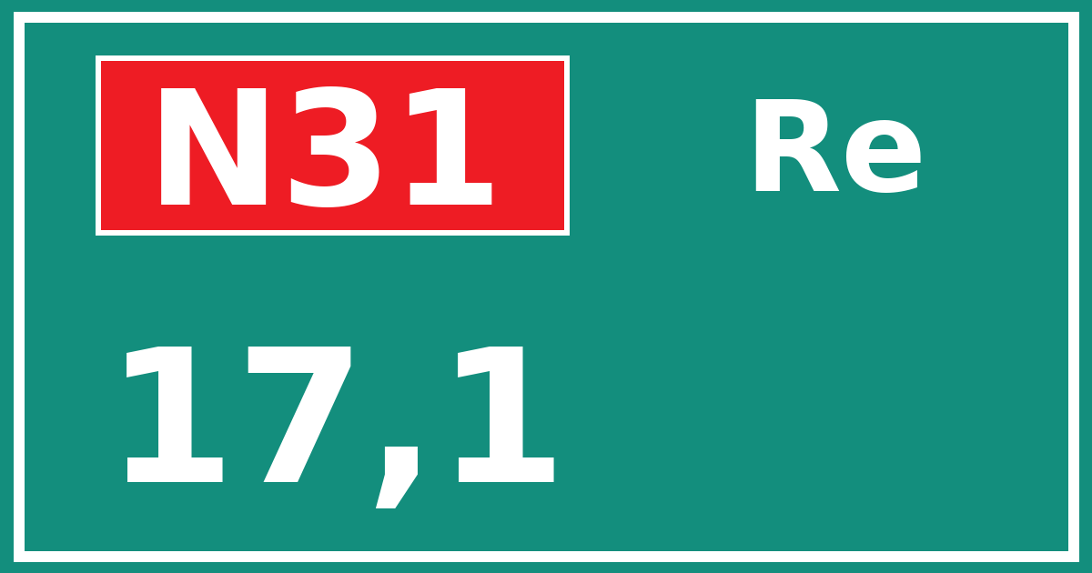 Hectometerbord N31 17,1 zijde Re
