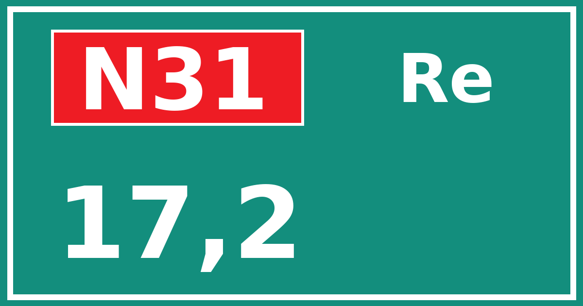 Hectometerbord N31 17,2 zijde Re