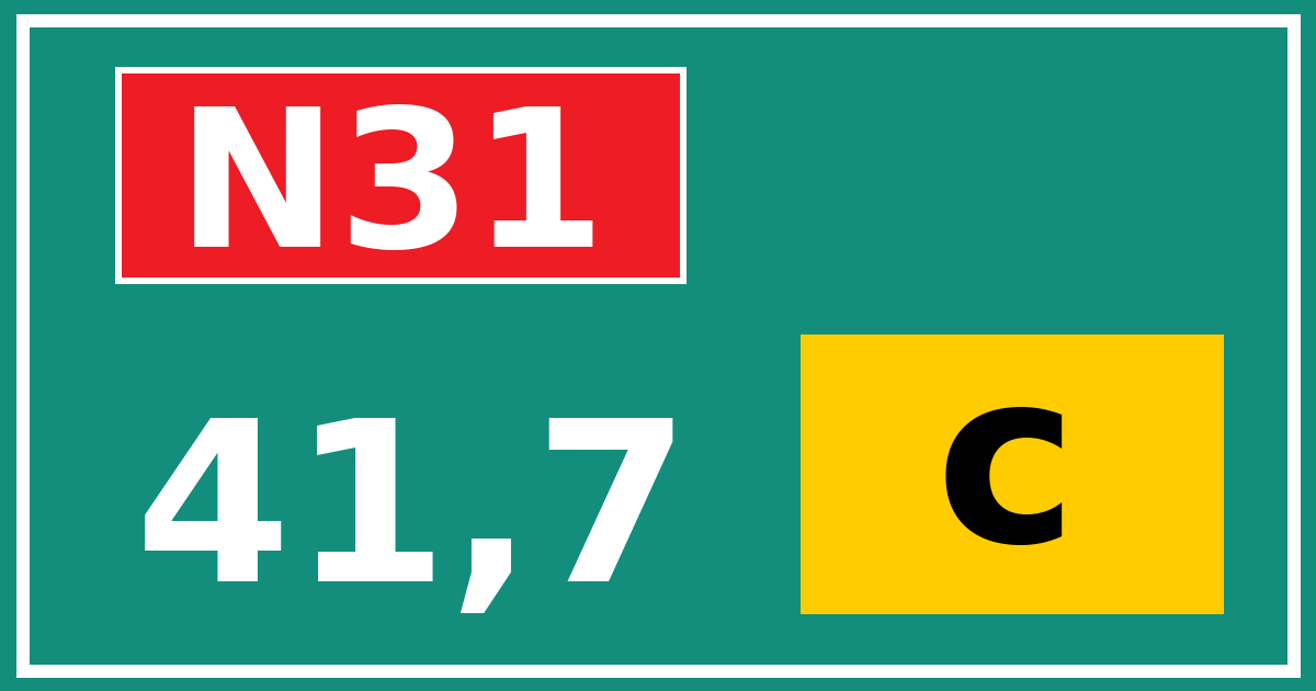 Hectometerbord N31 41,7 letter c